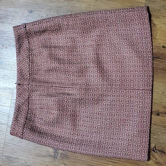 Loft wool blend red patterned mini pencil skirt lined - Picture 8 of 8